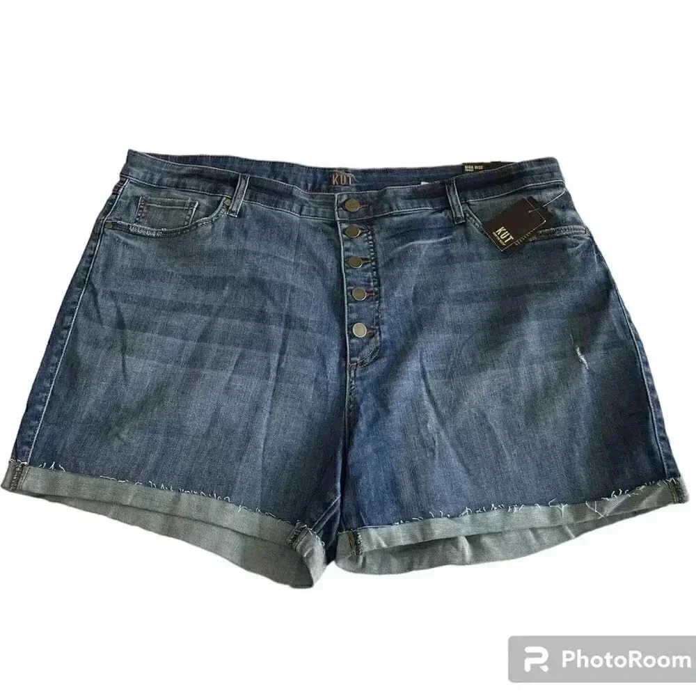 Kut from the Kloth High Rise Button Fly Denim Shorts sz 24 W